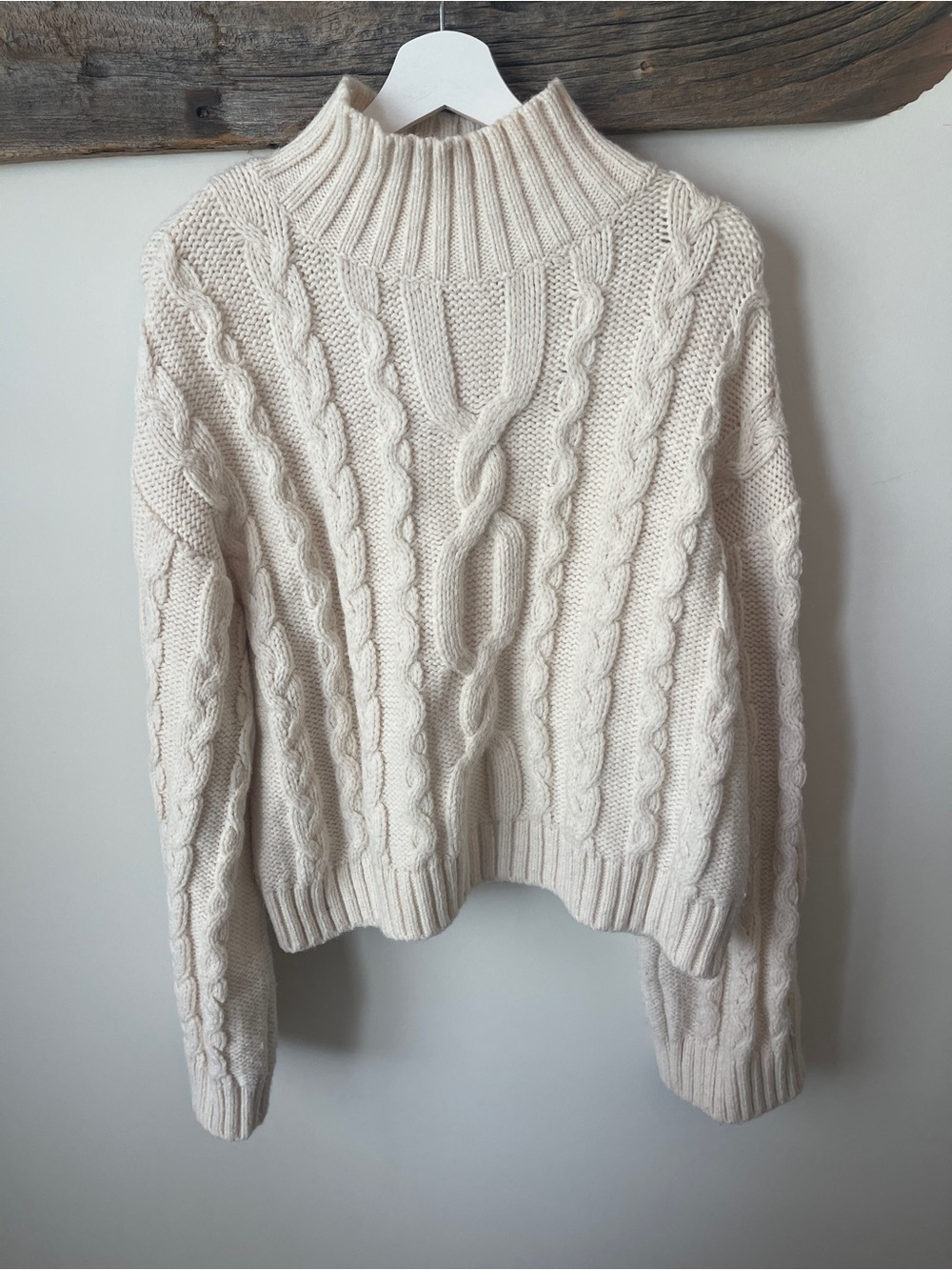 H&M Cream Cable Knit Turtleneck Sweater
